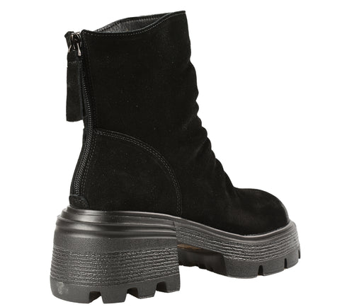 Bocanci casual, dama, FORMAZIONE, D28-3F negru, piele intoarsa